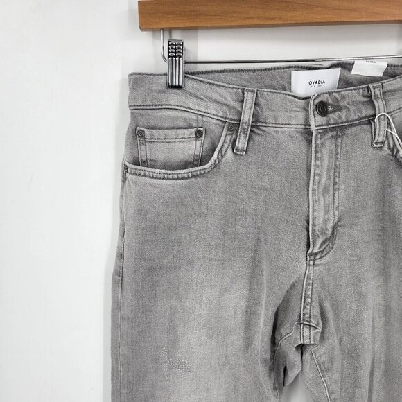 Ovadia & Sons Men's Skinny Jeans 001 In Light Grey Destroyed Size 34 NWT $220‎ - Picture 4 of 12